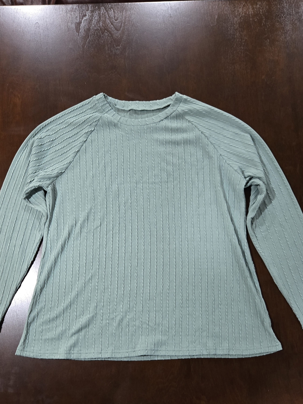 Women's Medium Ribbed Long Sleeve Sage Green Top